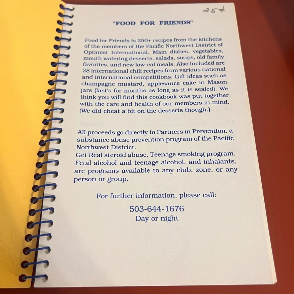 Vintage Fun Food for Friends Cookbook Optimist International PNW First Edition